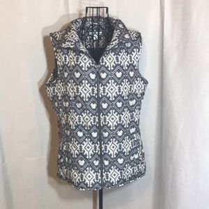 Coldwater Creek grey & white quilted vest ~ M